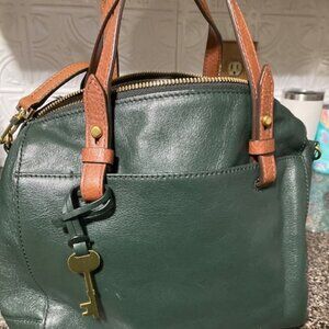 Fossil Leather Tote/Crossbody Avocado Green